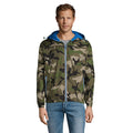 Gevoerde windbreaker, gerecycled polyester, camo/royal blue