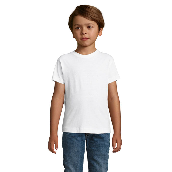 Aansluitend kinder T-shirt, maat 2 t/m 12 jaar, wit