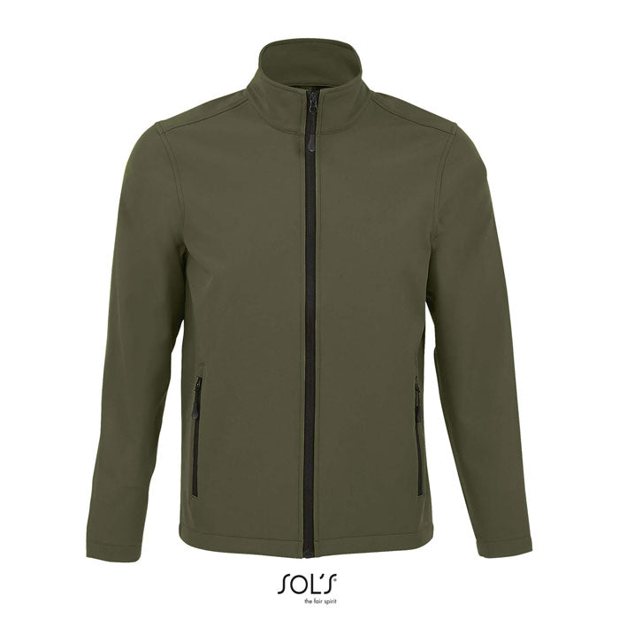 Heren softshell jas met ritssluiting, army