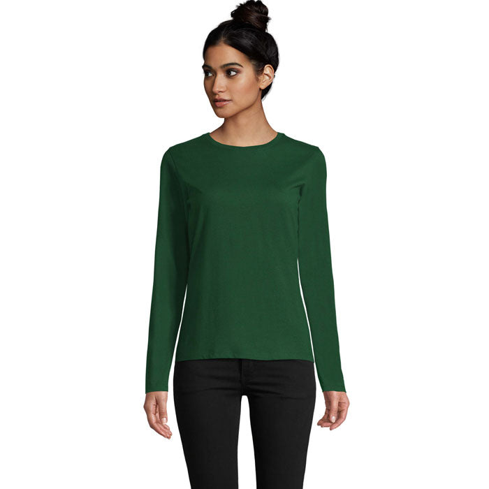Dames longsleeve, 190 g/m2 katoen, flesgroen