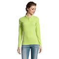 Dames polo met lange mouwen, pique 180 g/m2, apple green