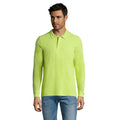 Heren polo met lange mouwen, pique, apple green