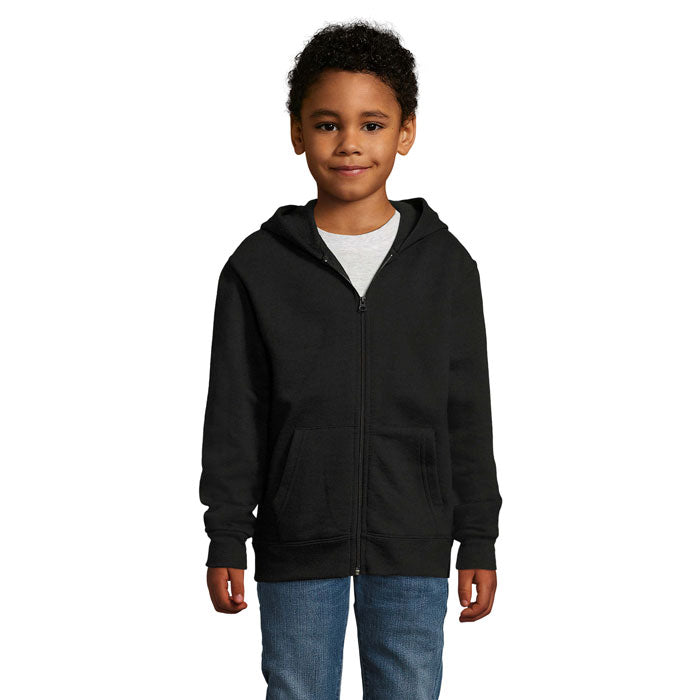 Kinder hoodie met rits, 260 g/m2, zwart