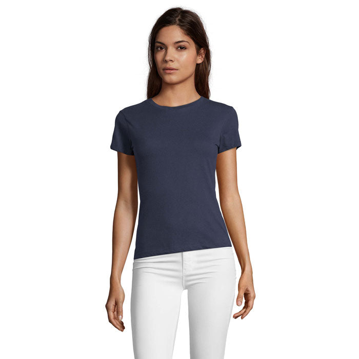 Aansluitend dames T-shirt, ronde hals, 150 g/m2, franse marine