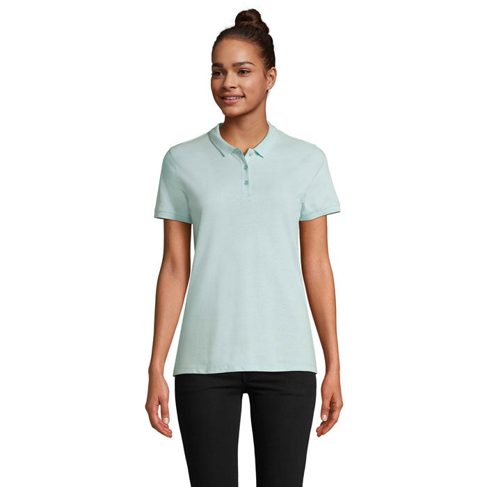 Dames polo, organisch katoen 170 g/m2, arctic blue