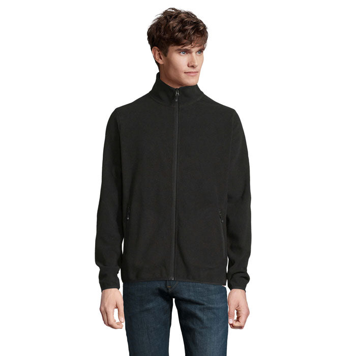 Heren microfleece jack met rits, gerecycled, zwart
