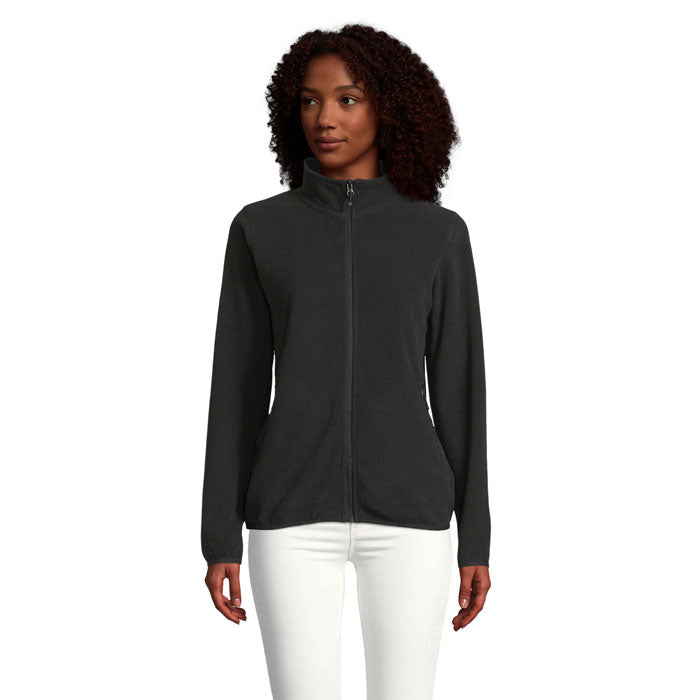 Dames microfleece jack met rits, gerecycled, zwart