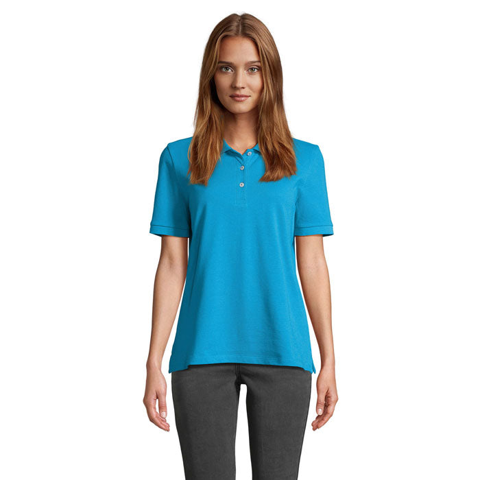 Dames polo, katoen new fit, aqua