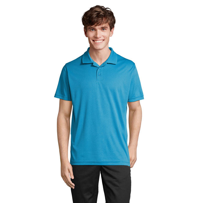 Uniseks sportpolo, gerecycled polyester, aqua