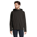 Heren softshell jack met capuchon, gerecycled, zwart