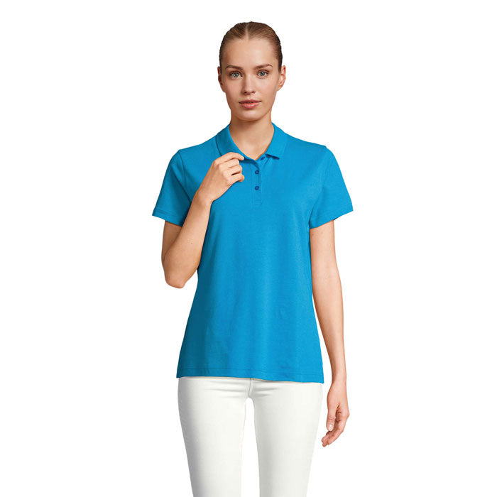Dames polo, nieuwe pasvorm, aqua