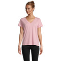 Dames T-shirt met V-hals, katoen, snoep roze