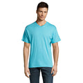 T-shirt heren met V-hals, atolblauw