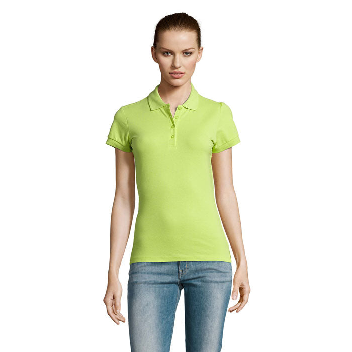 Polo dames, 170 g/m² katoen, apple green