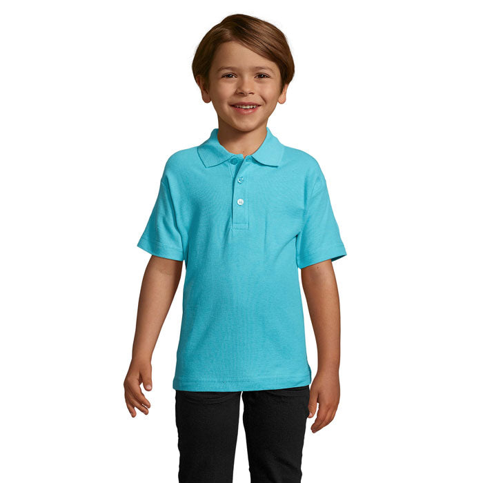 Polo kinderen, piqué 170 g/m², atolblauw