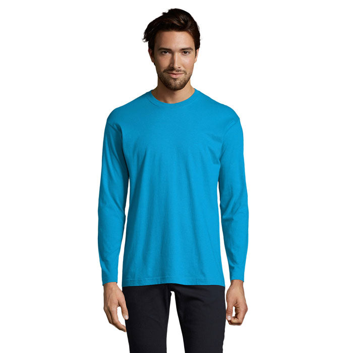 Longsleeve heren, ronde hals, aqua