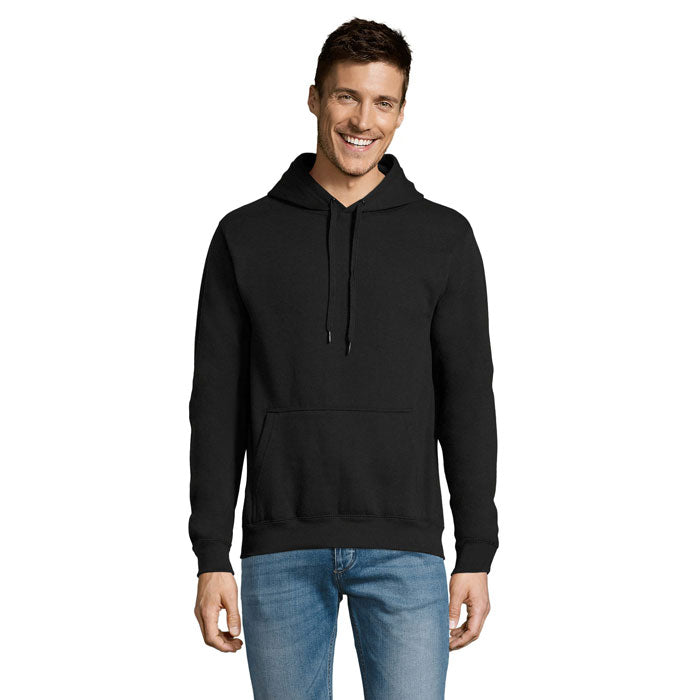 Hoodie unisex, geborstelde fleece 320 g/m², zwart