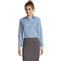 Blouse dames met stretch, lange mouwen, heldere hemel