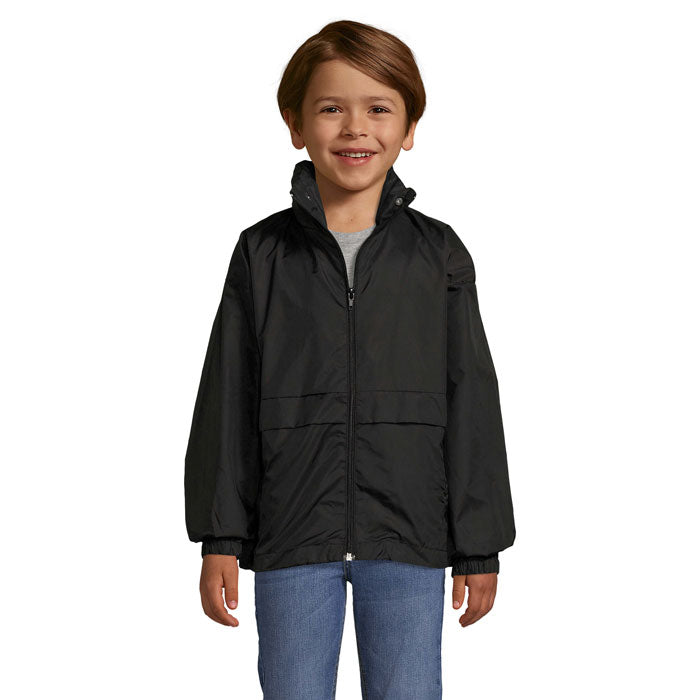 Windbreaker kinderen, waterafstotend, zwart