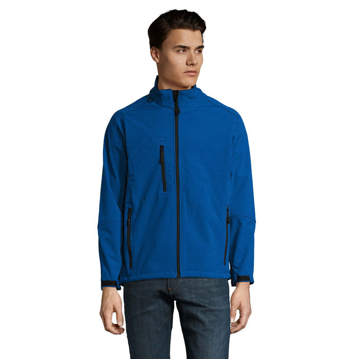 Softshell jas heren, waterdicht membraan, koningsblauw