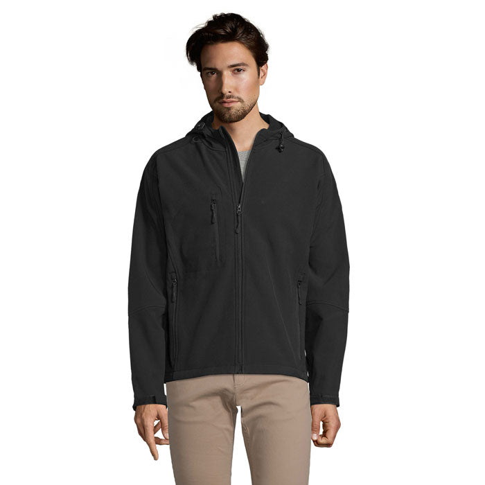 Softshell jas heren met capuchon, zwart
