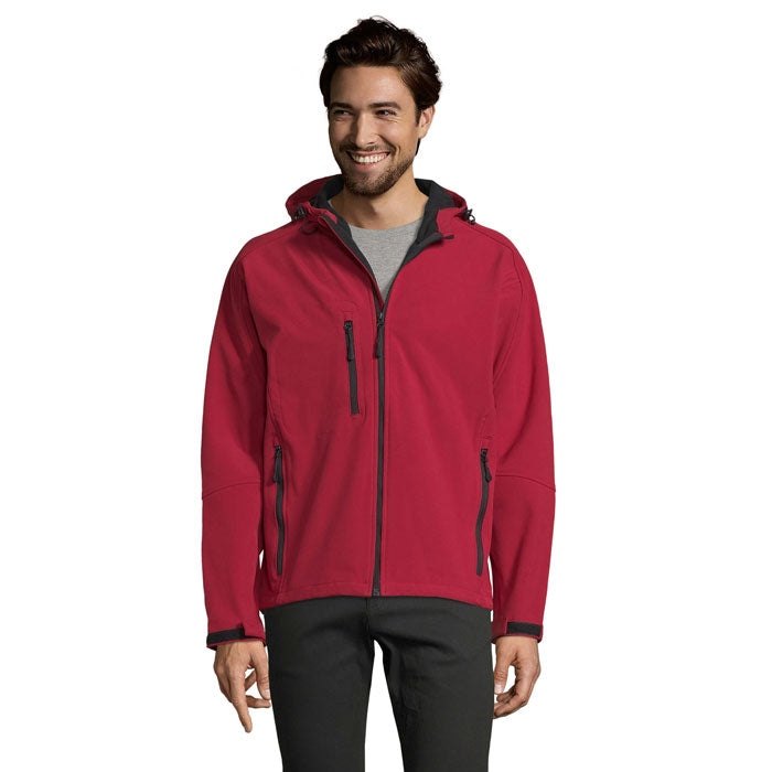 Softshell jas heren met capuchon, pepper red