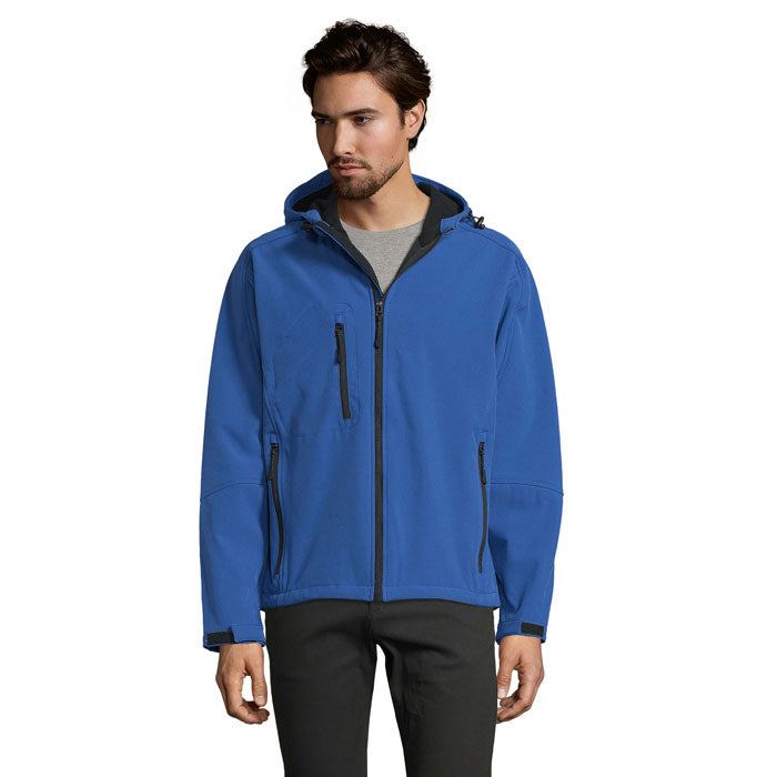Softshell jas heren met capuchon, koningsblauw