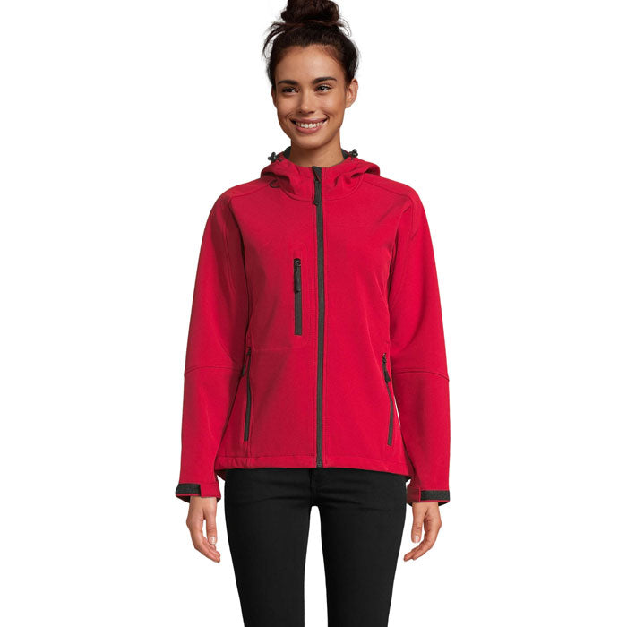 Softshell jas dames met capuchon, pepper red