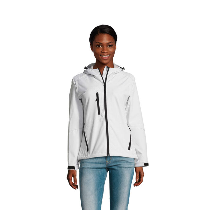 Softshell jas dames met capuchon, wit