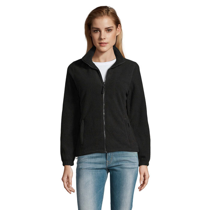 Fleecejack dames met rits, zwart